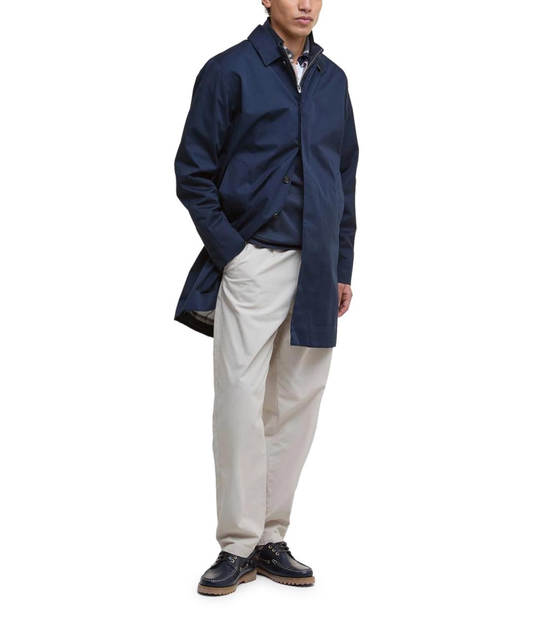 BARBOUR Синий полиэстеровый тренч / плащ, фото 2