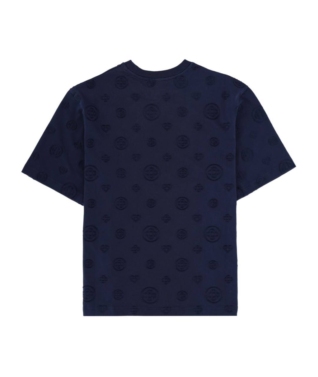 CASABLANCA Темно-синяя хлопковая футболка, фото 2