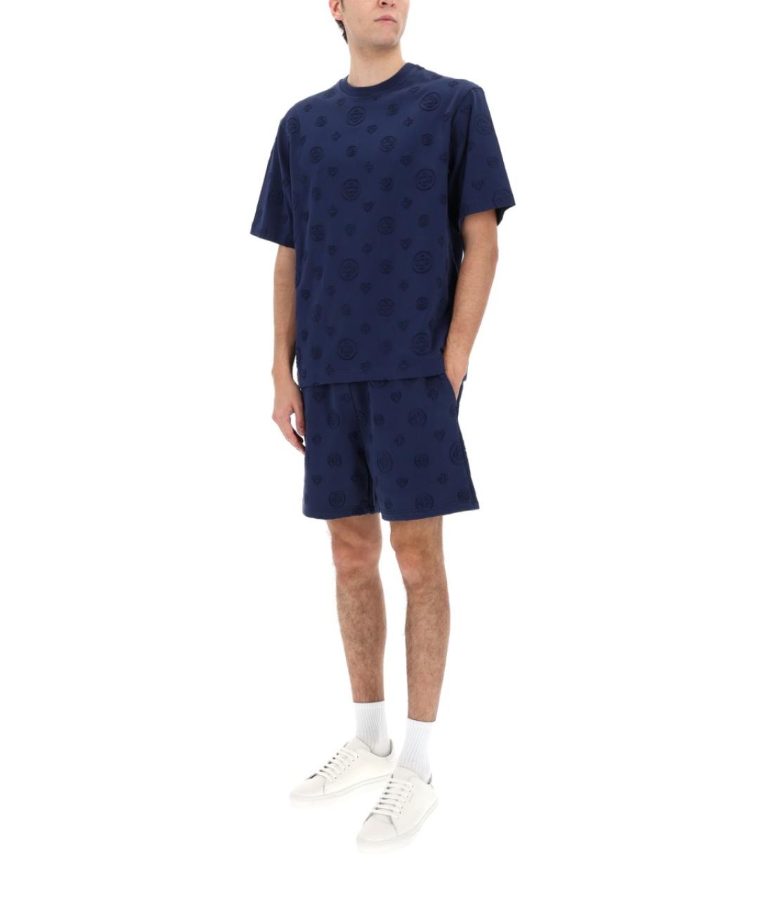 CASABLANCA Темно-синяя хлопковая футболка, фото 5