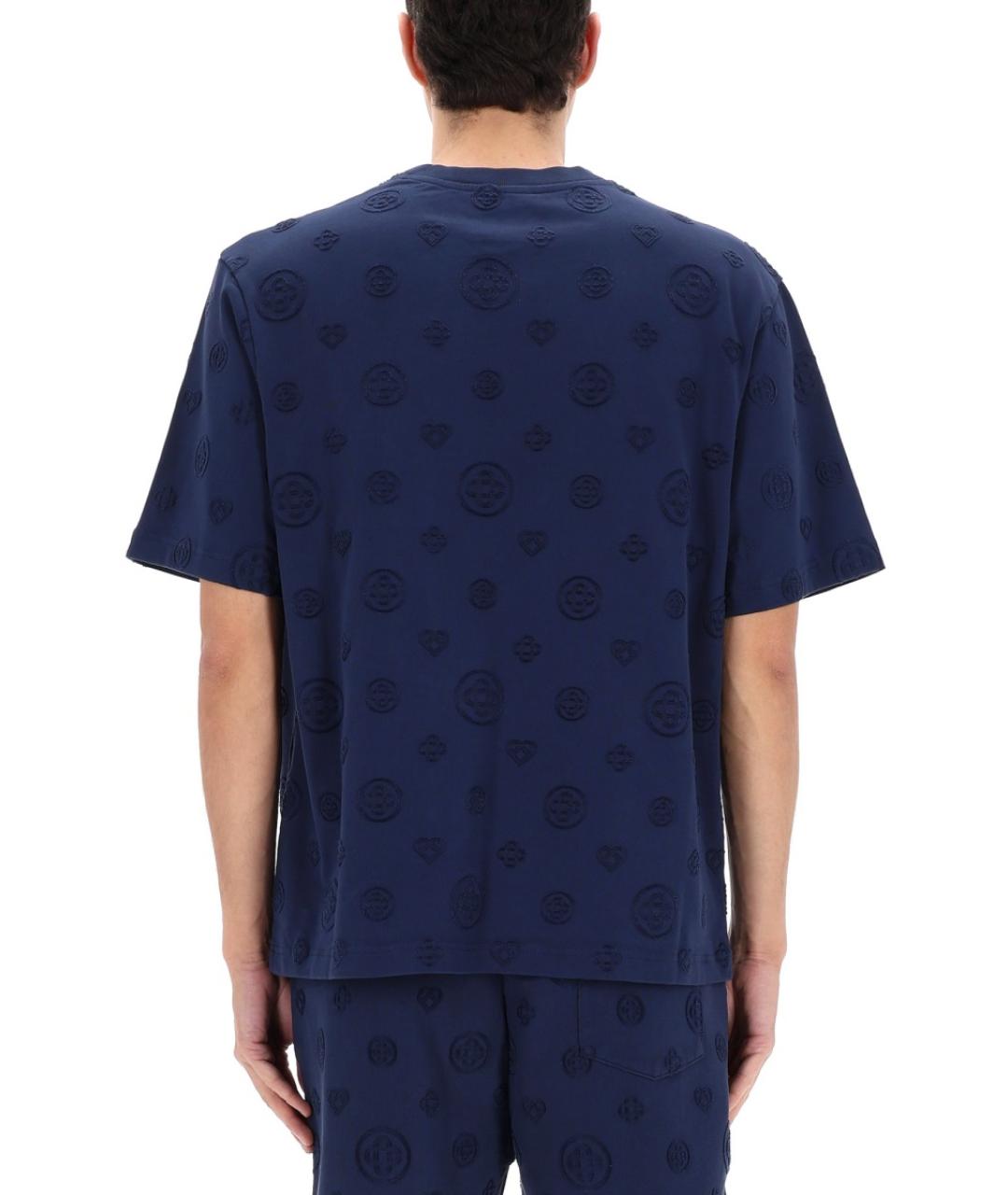 CASABLANCA Темно-синяя хлопковая футболка, фото 4