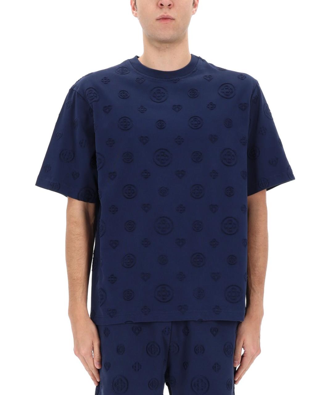 CASABLANCA Темно-синяя хлопковая футболка, фото 3