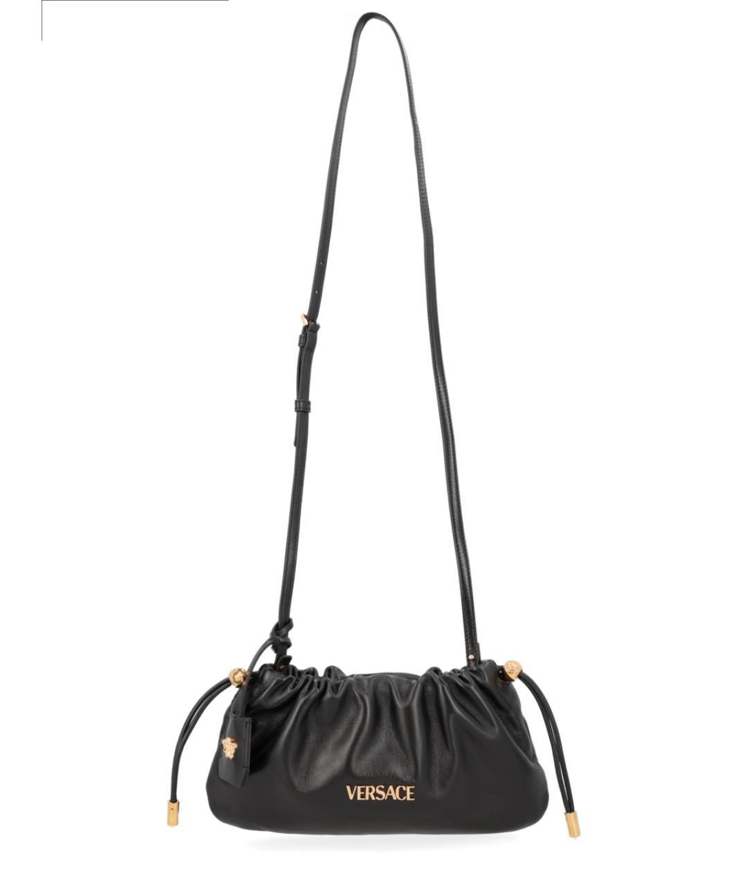 VERSACE Черная кожаная сумка через плечо, фото 1