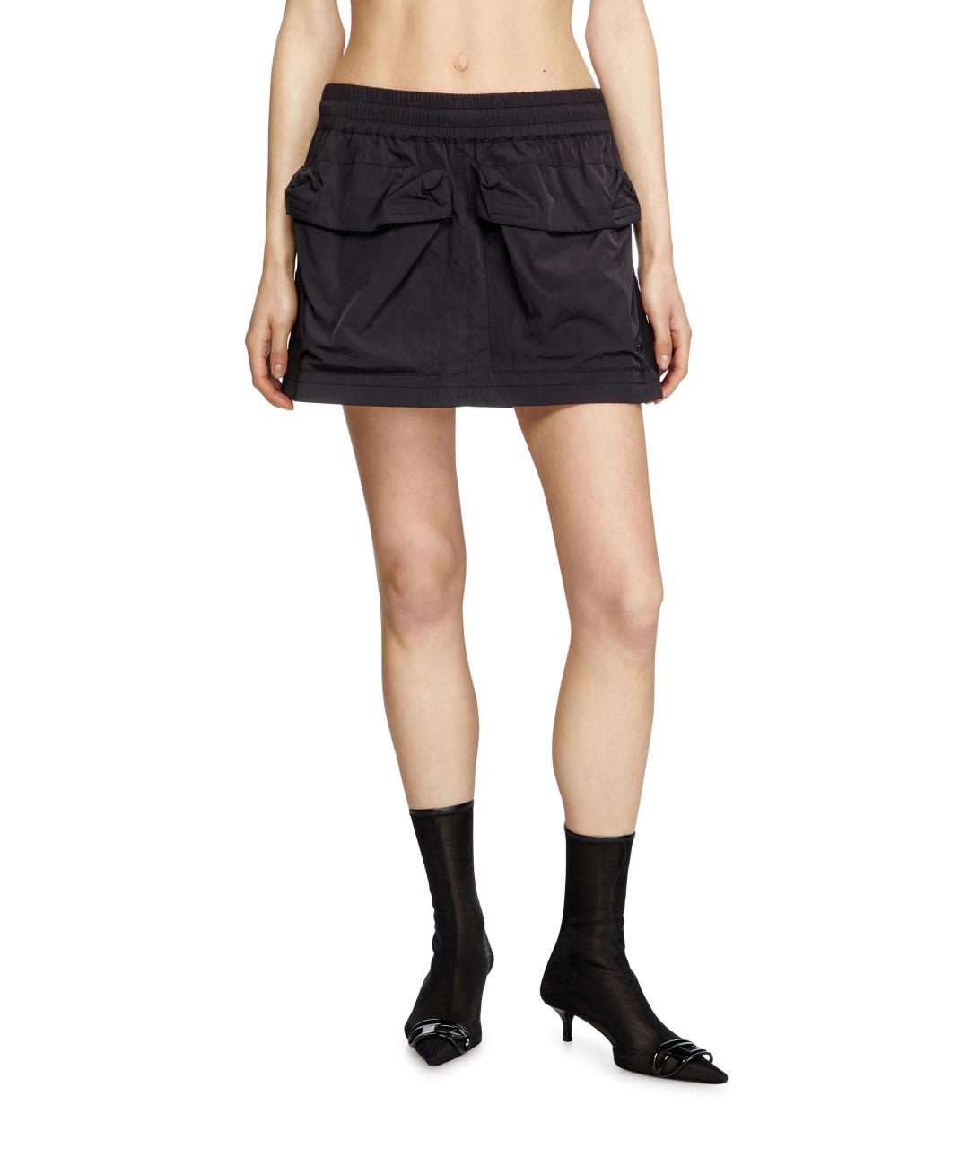 DIESEL Черная полиамидовая юбка мини, фото 3