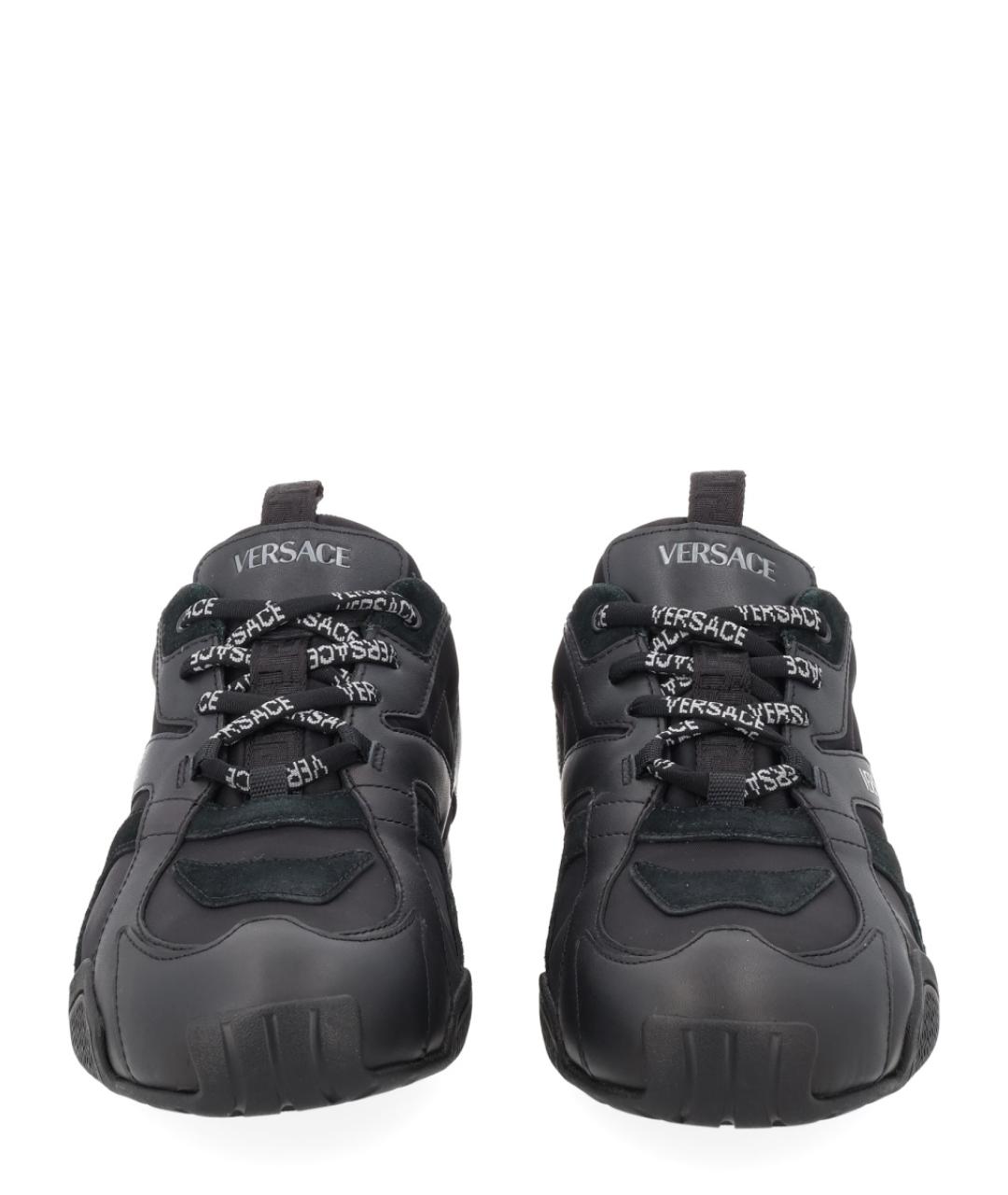 VERSACE Черные кожаные низкие кроссовки / кеды, фото 3