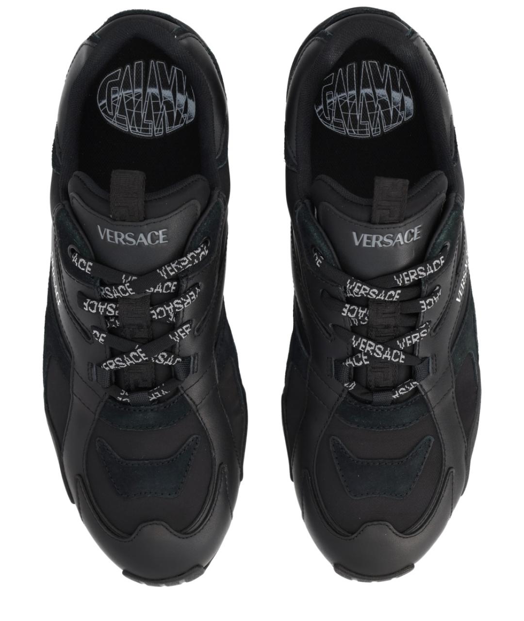 VERSACE Черные кожаные низкие кроссовки / кеды, фото 5