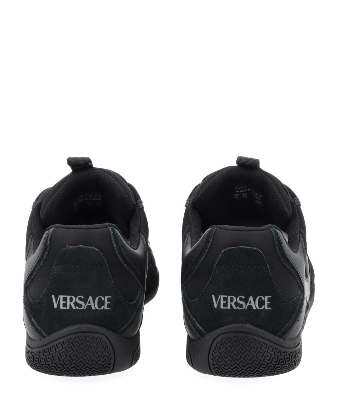 VERSACE Черные кожаные низкие кроссовки / кеды, фото 4