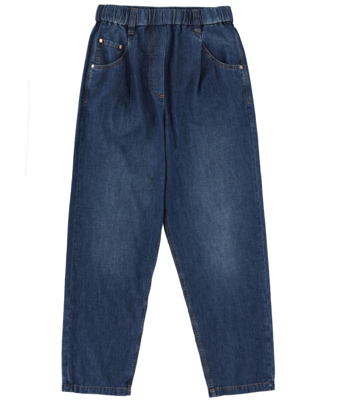 BRUNELLO CUCINELLI Синие хлопковые прямые джинсы, фото 1