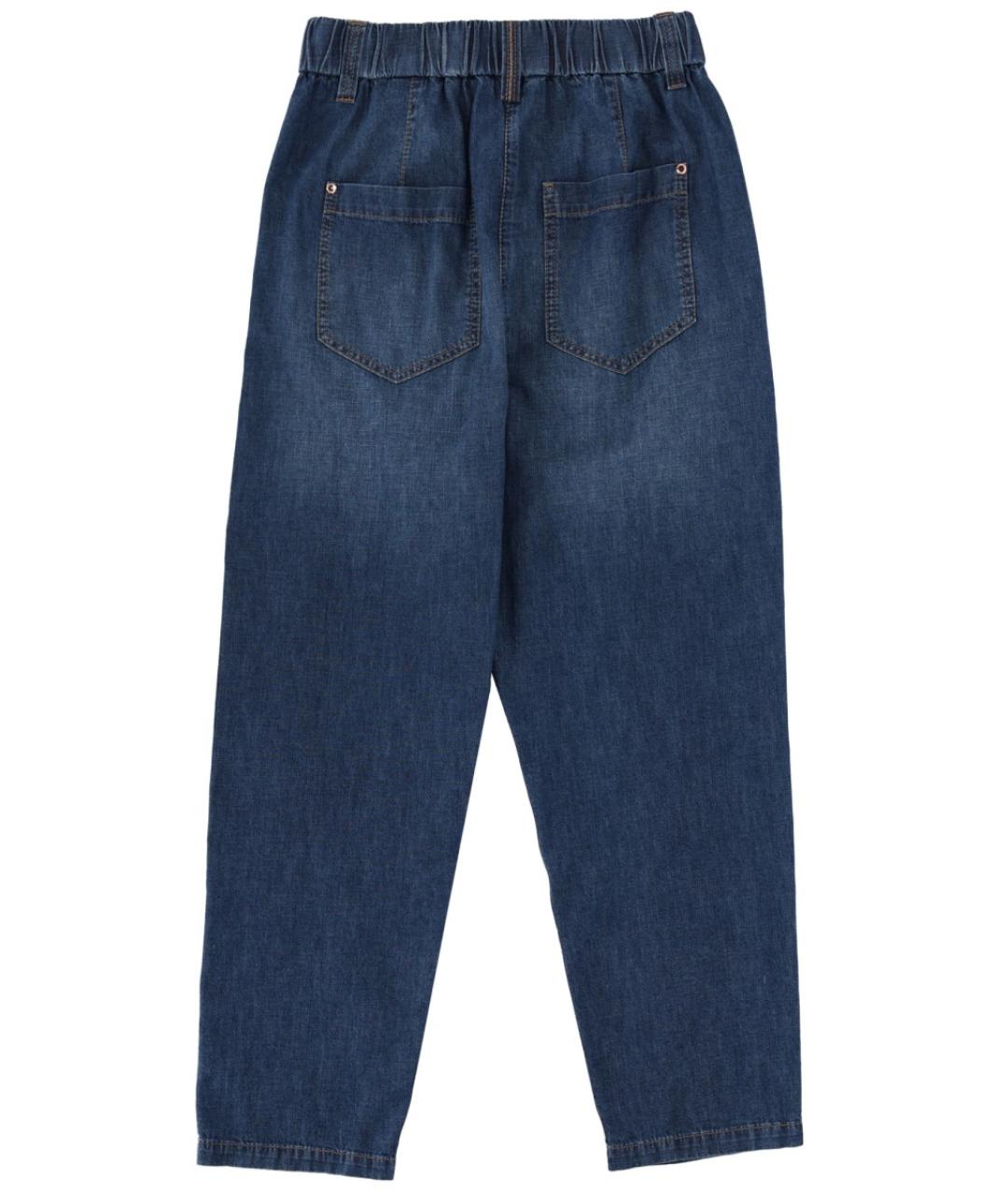 BRUNELLO CUCINELLI Синие хлопковые прямые джинсы, фото 2