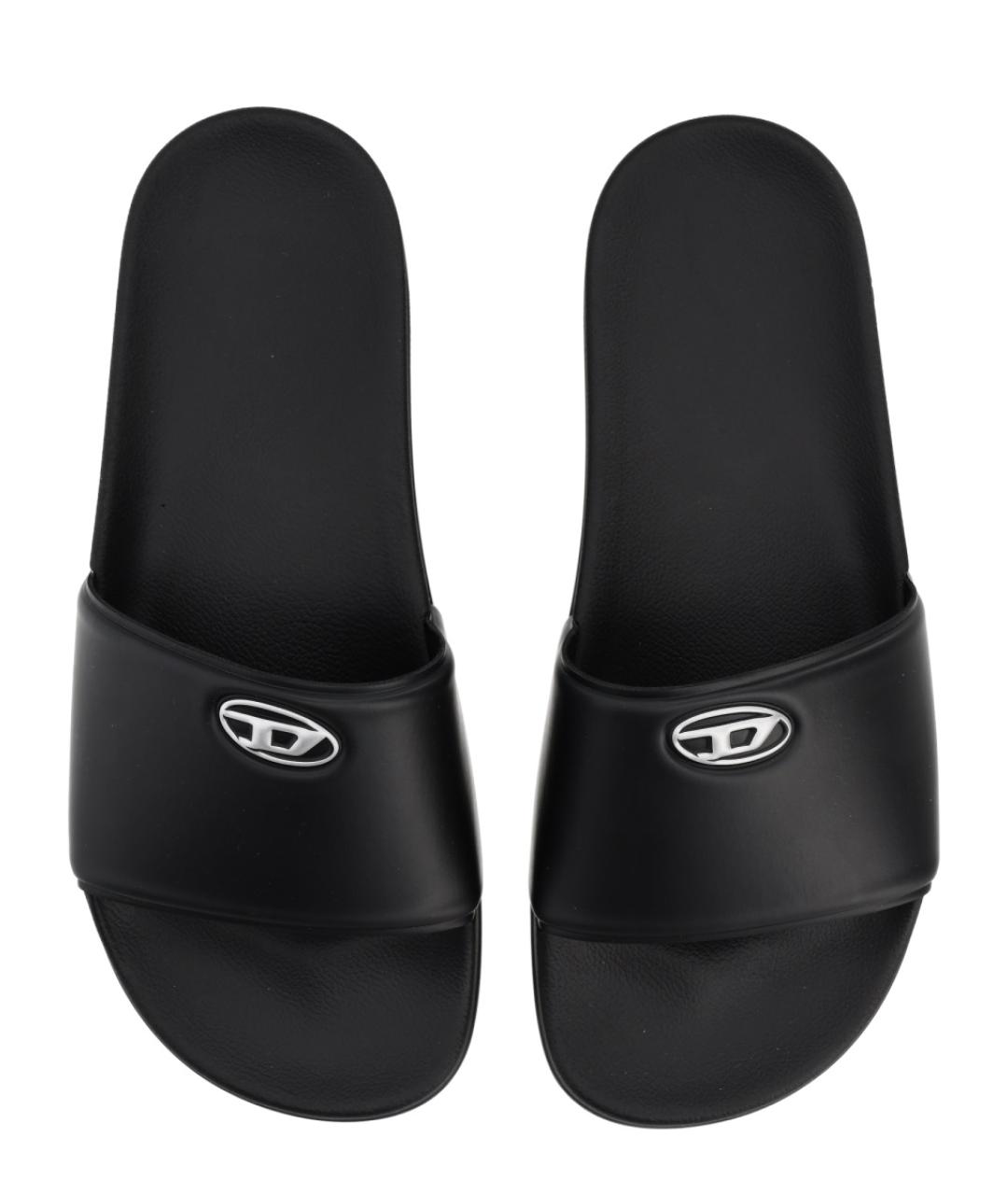 DIESEL Черные резиновые шлепанцы, фото 6