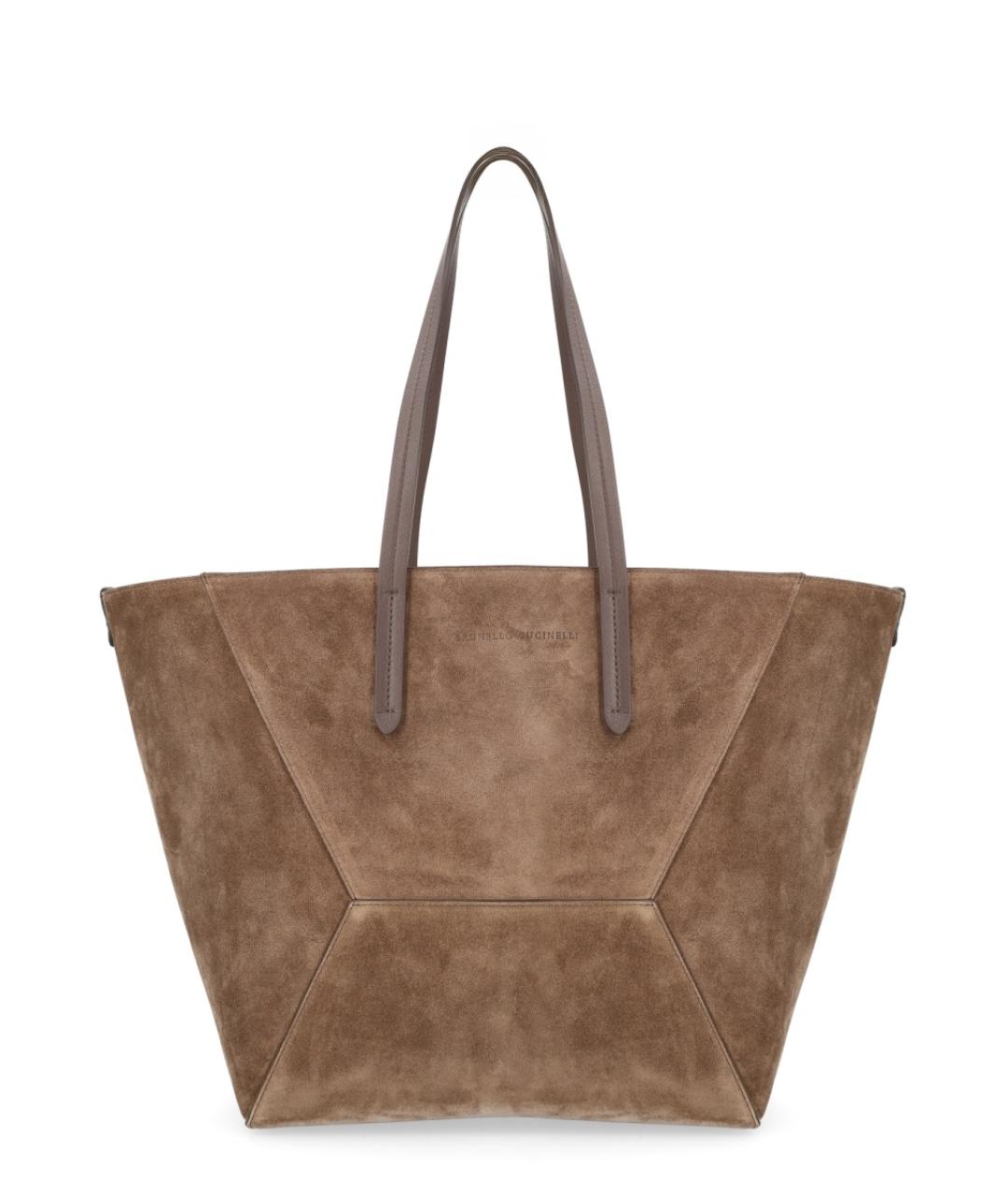 BRUNELLO CUCINELLI Коричневая замшевая сумка тоут, фото 1