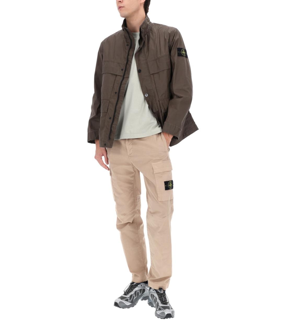 STONE ISLAND Бежевые хлопковые повседневные брюки, фото 3