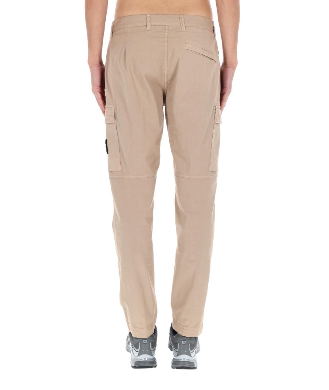 STONE ISLAND Бежевые хлопковые повседневные брюки, фото 5