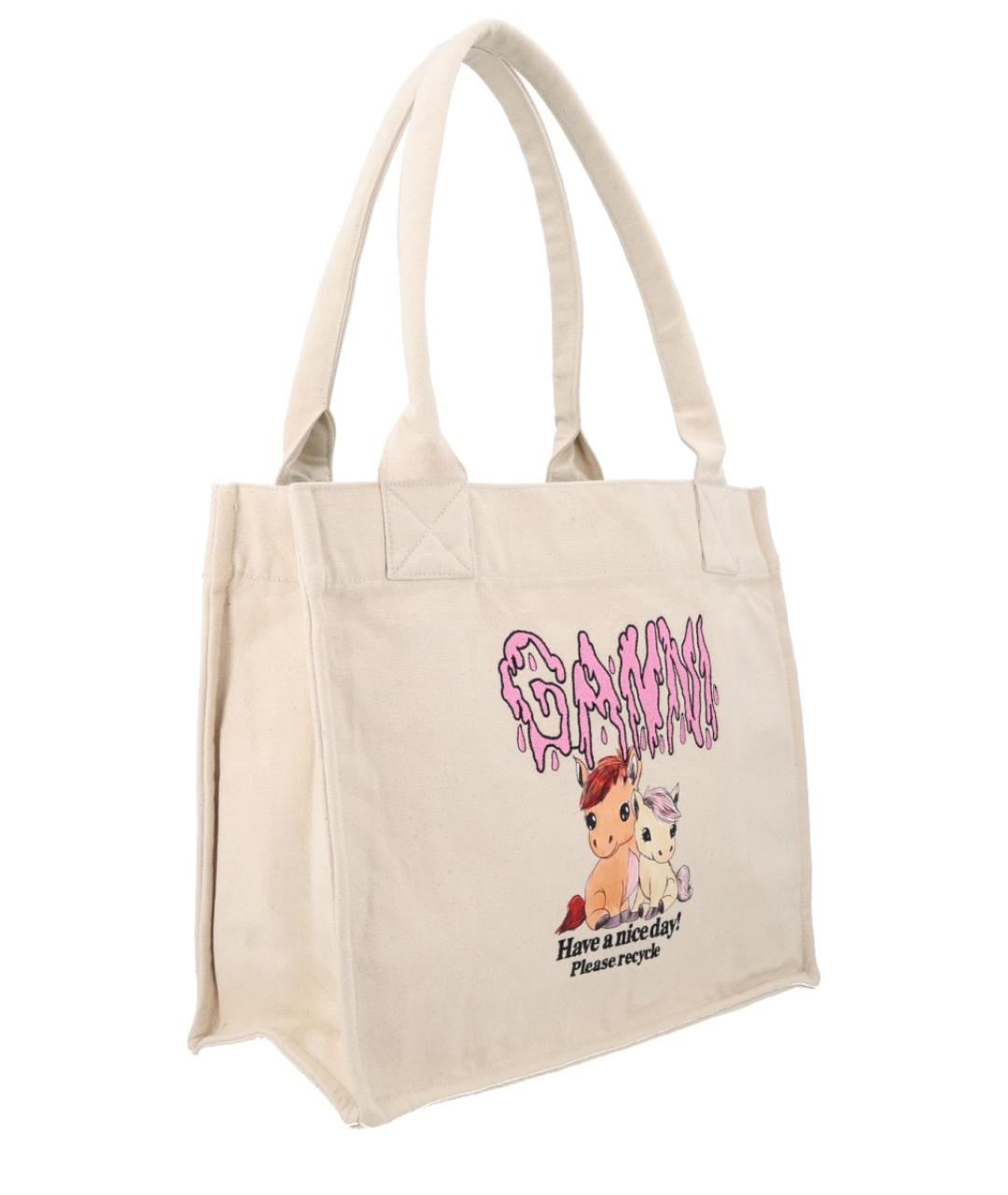 GANNI Белая хлопковая сумка тоут, фото 2