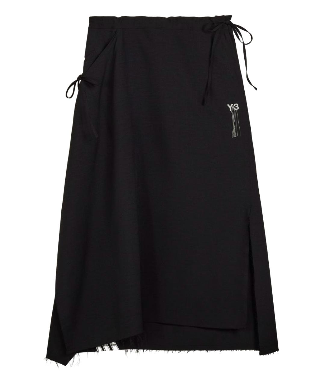 Y-3 Черная полиэстеровая юбка миди, фото 1