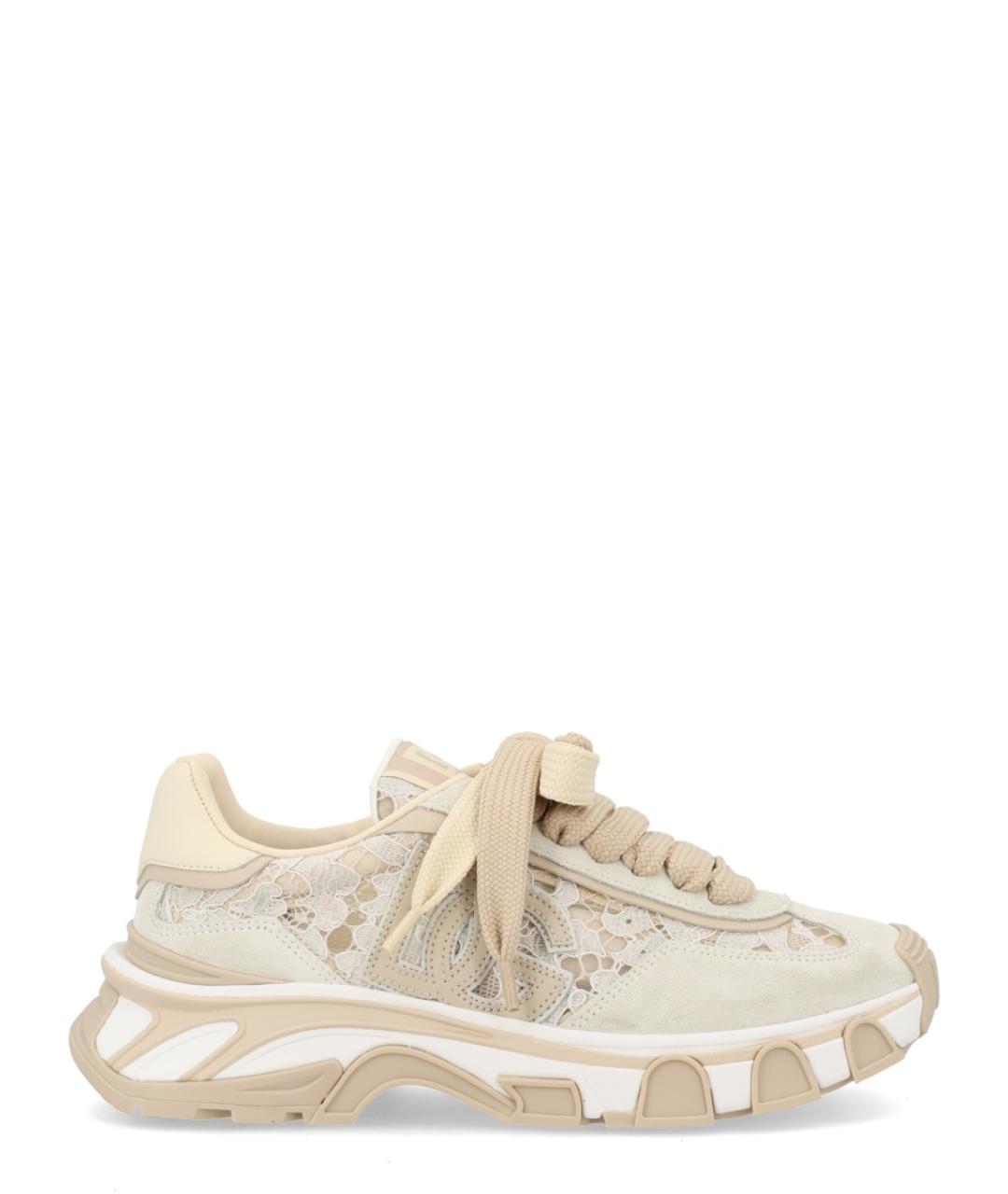 DOLCE&GABBANA Бежевые текстильные кроссовки, фото 1
