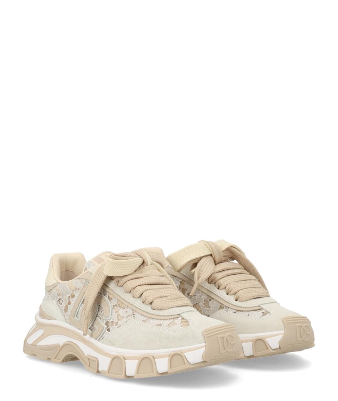 DOLCE&GABBANA Бежевые текстильные кроссовки, фото 2