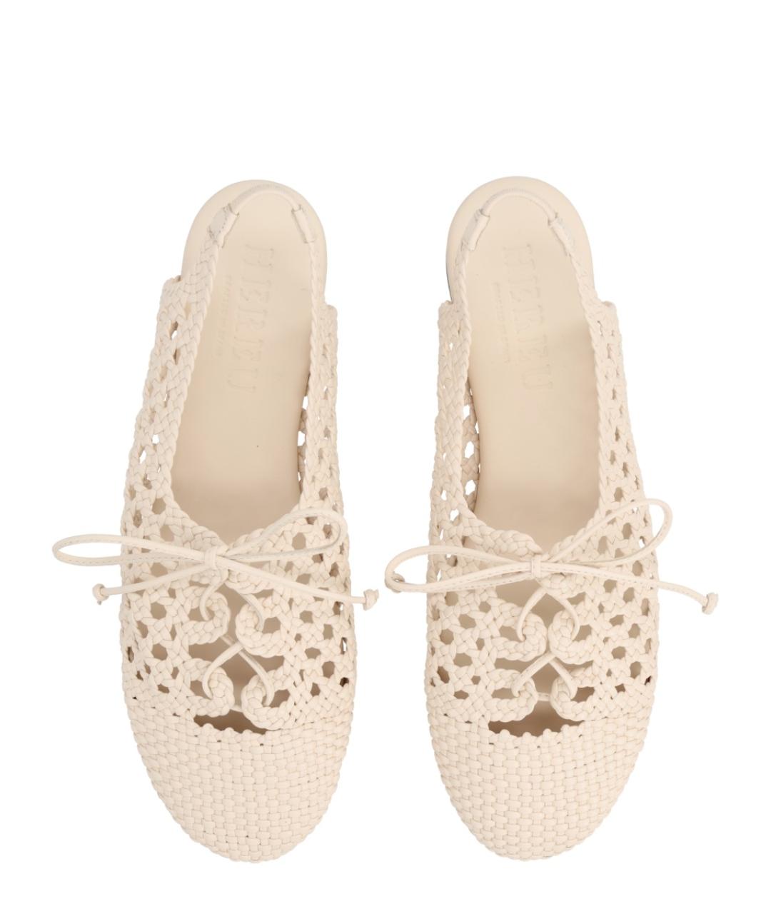 HEREU Белые кожаные балетки, фото 5