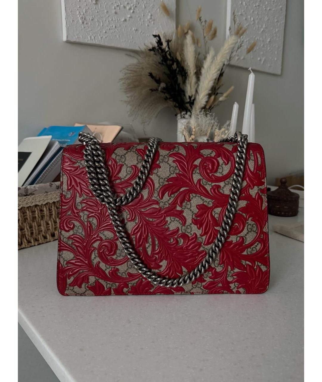 GUCCI Красная кожаная сумка через плечо, фото 3