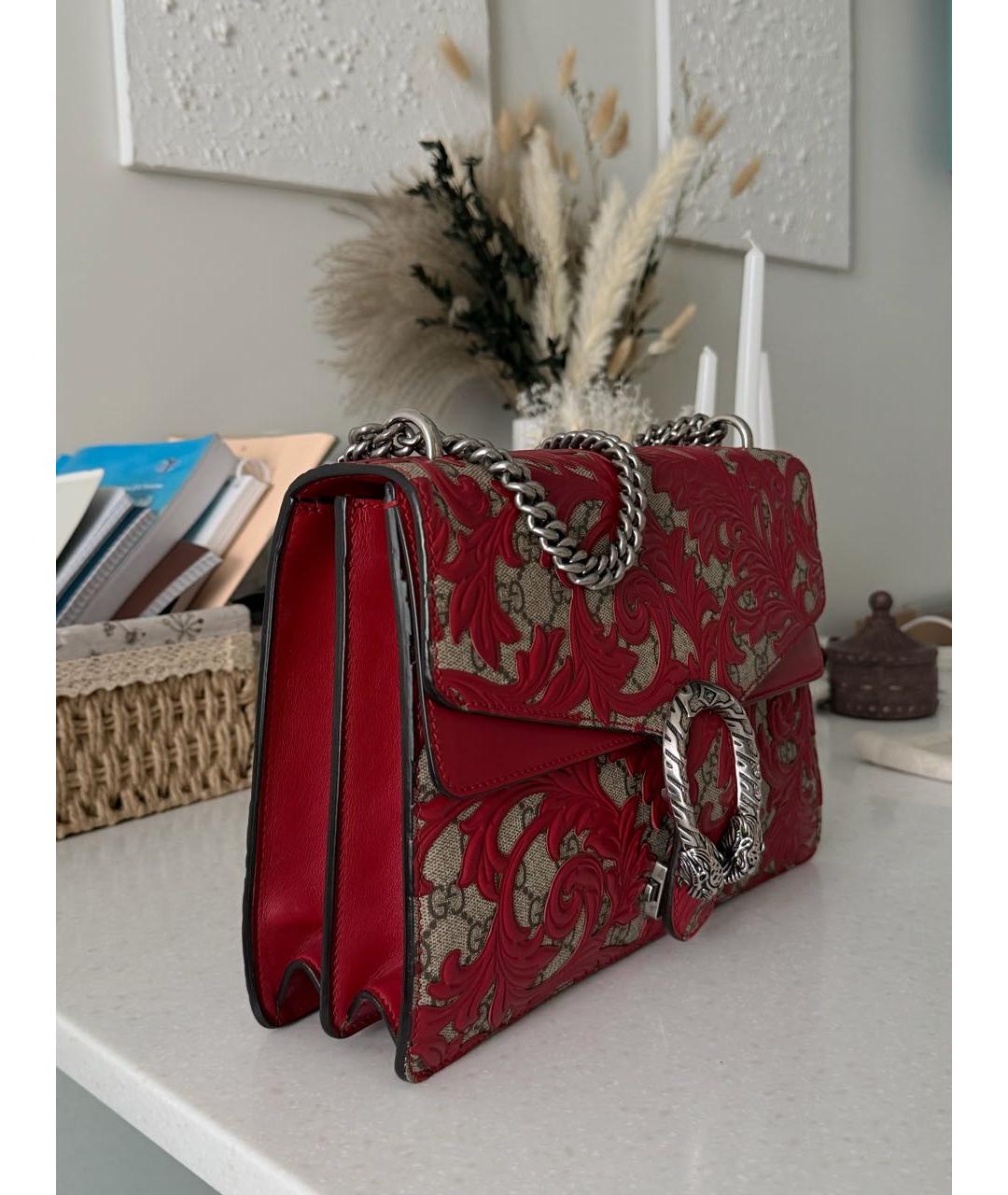 GUCCI Красная кожаная сумка через плечо, фото 2