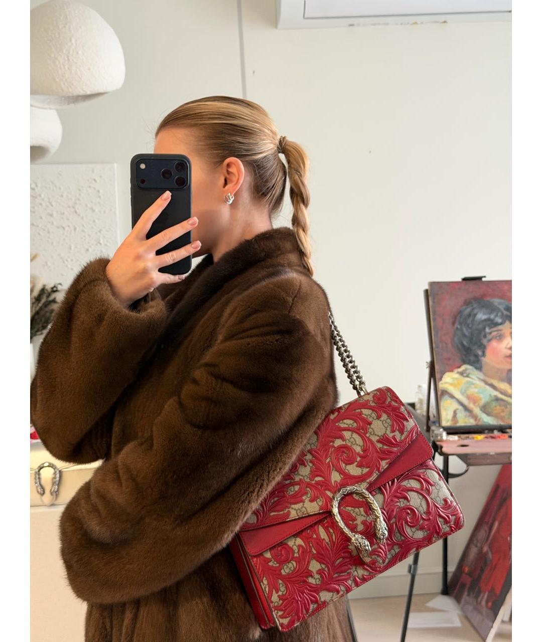 GUCCI Красная кожаная сумка через плечо, фото 7