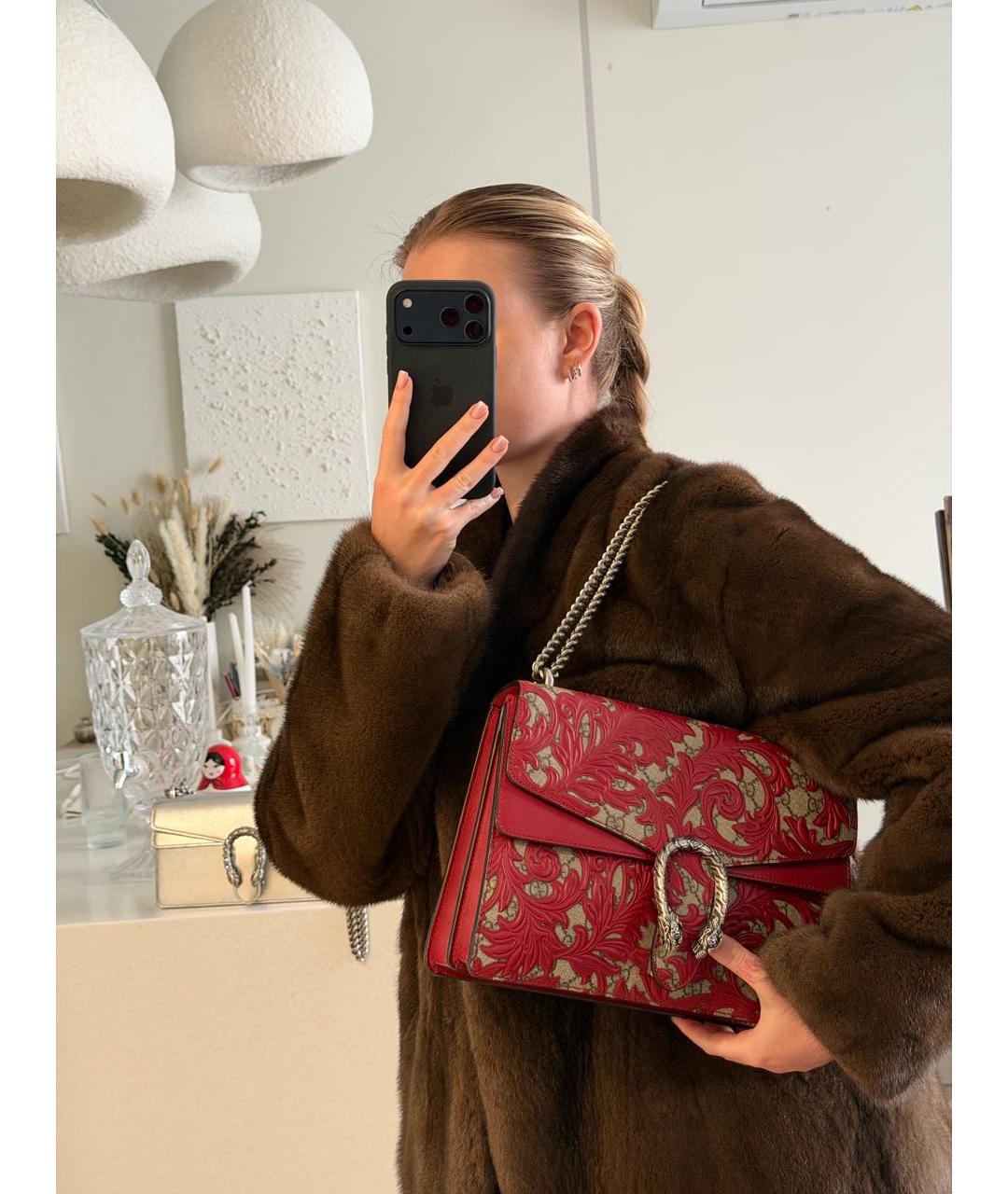 GUCCI Красная кожаная сумка через плечо, фото 6