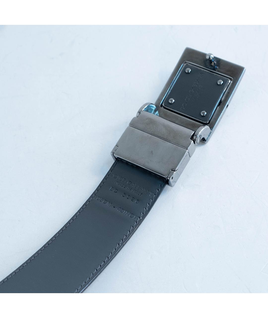 DOLCE&GABBANA Черный кожаный ремень, фото 4