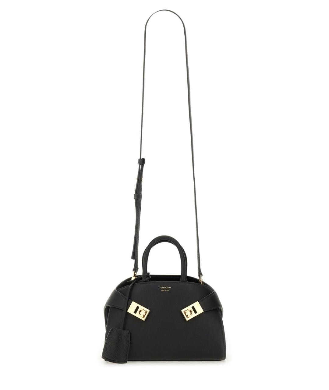 FERRAGAMO Черная кожаная сумка тоут, фото 2