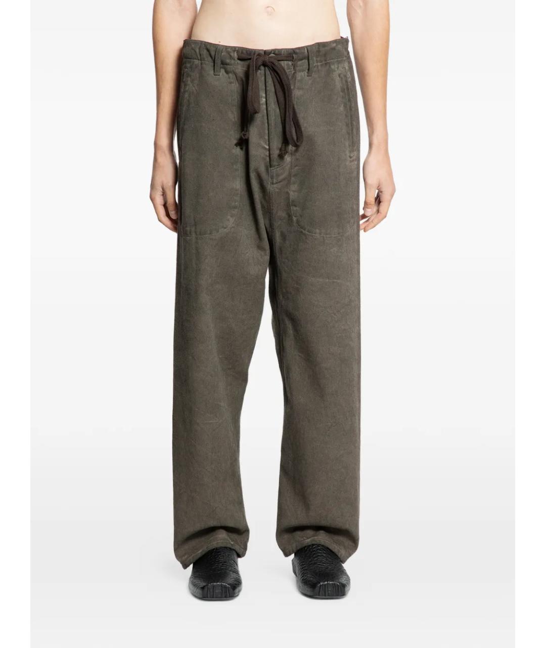UMA WANG Серые хлопковые повседневные брюки, фото 3