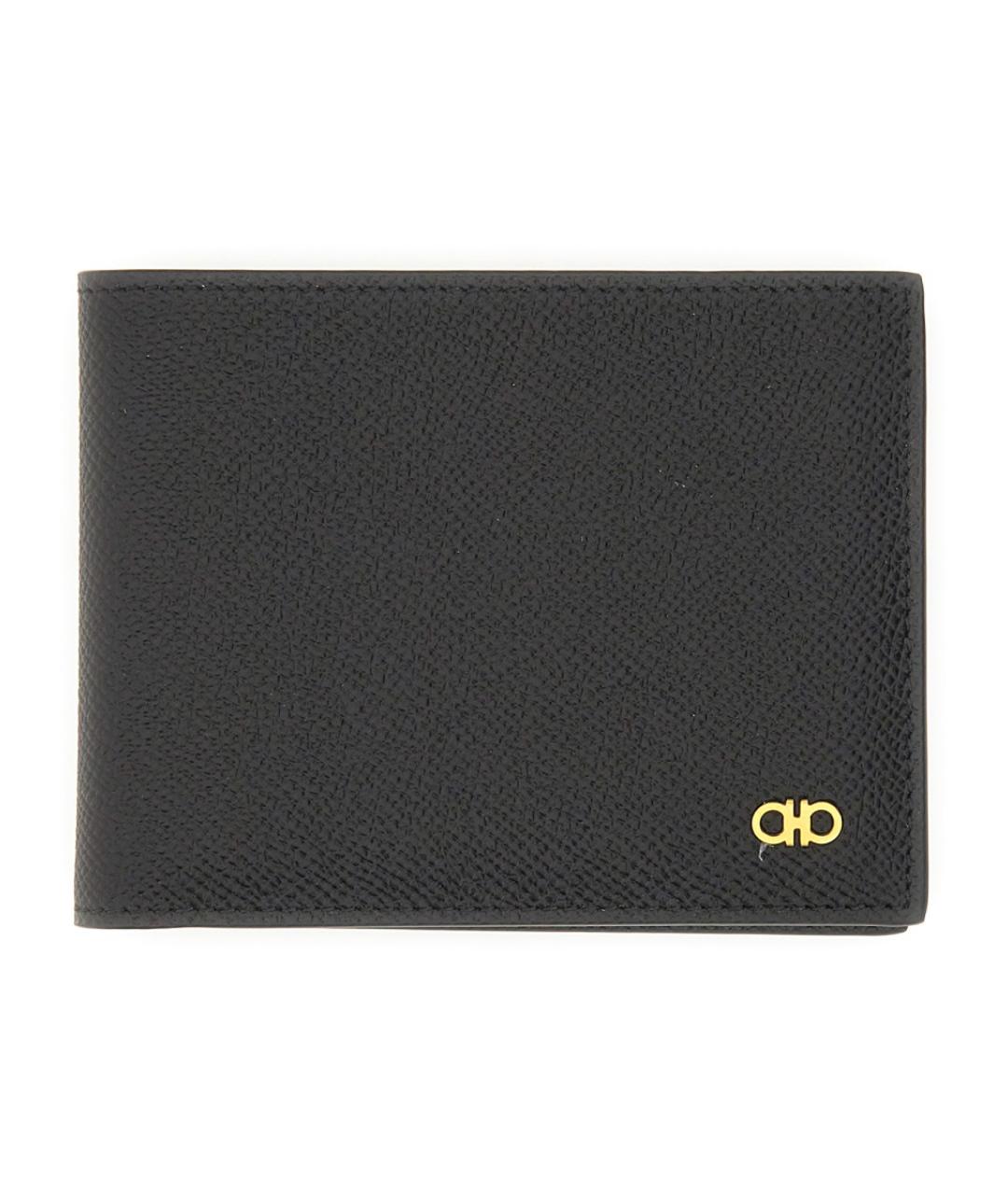 FERRAGAMO Черный кожаный кошелек, фото 1