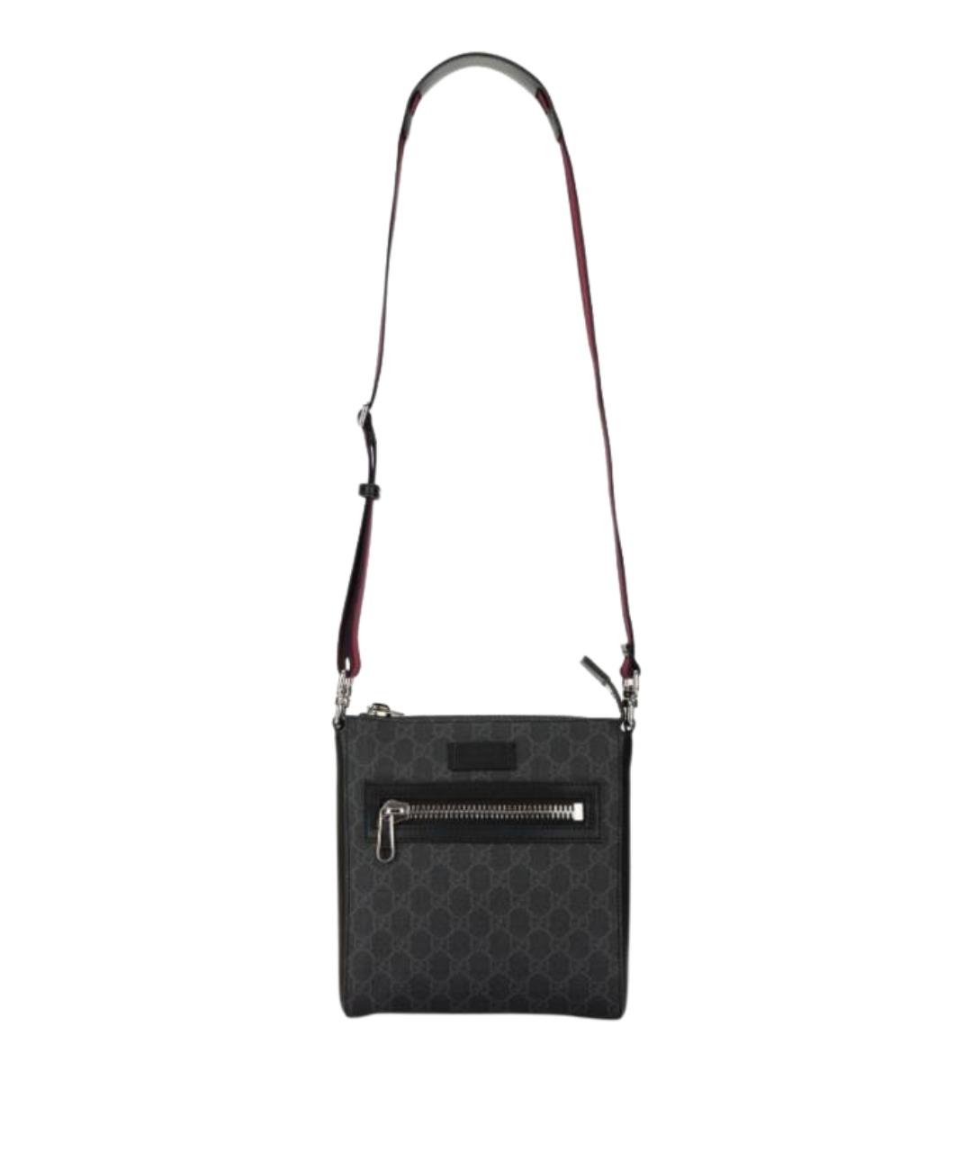 GUCCI Антрацитовая кожаная сумка на плечо, фото 1