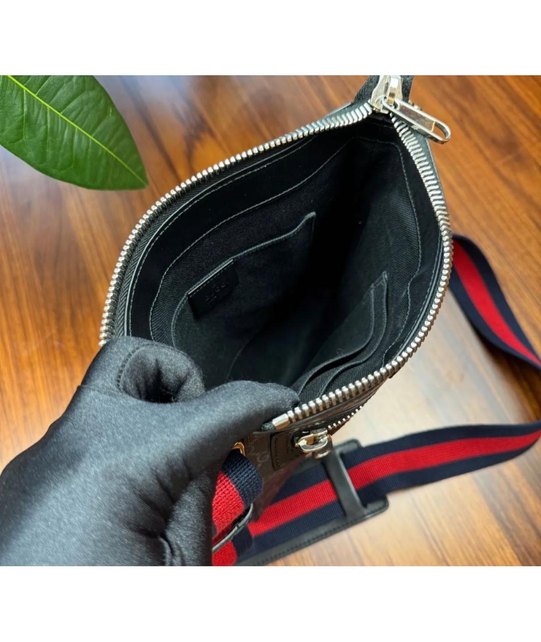 GUCCI Антрацитовая кожаная сумка на плечо, фото 4