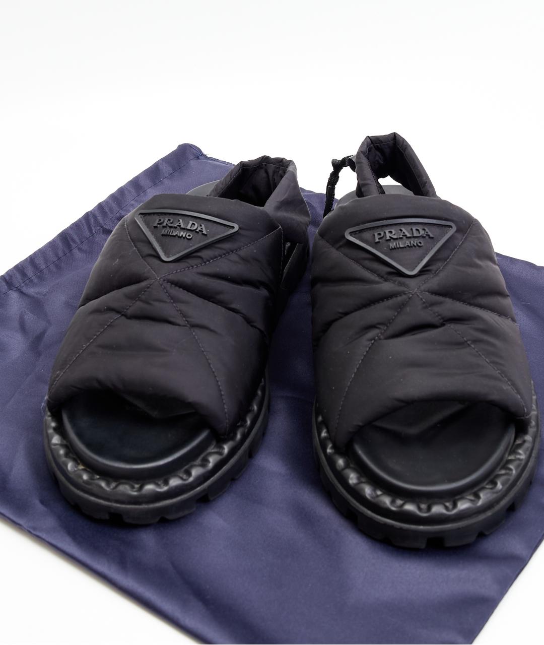 PRADA Черные текстильные сандалии, фото 8