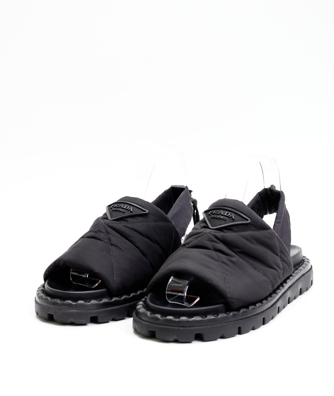 PRADA Черные текстильные сандалии, фото 2