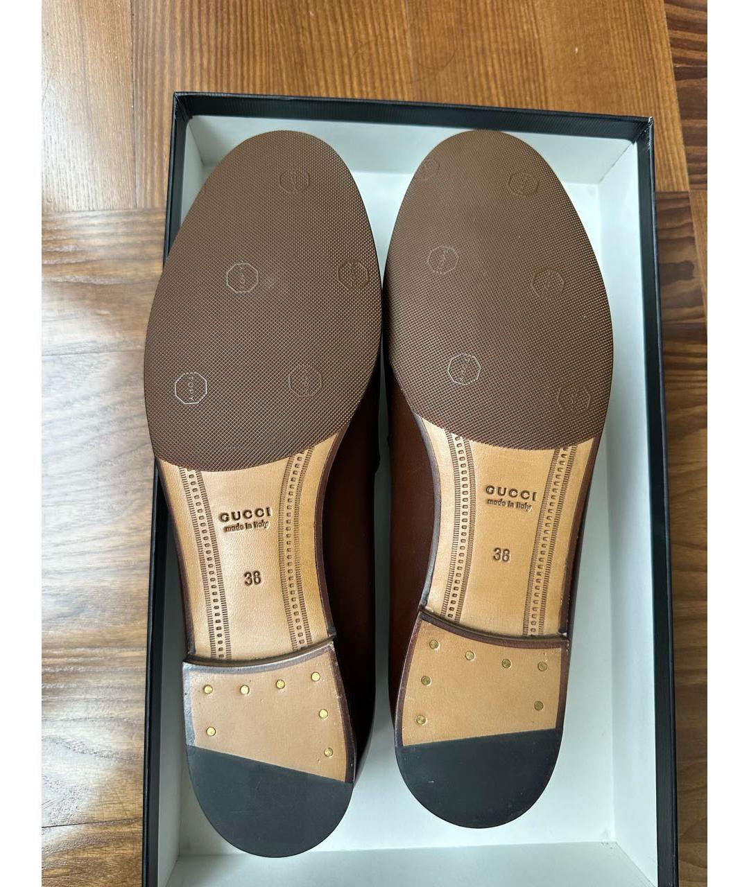 GUCCI Коричневые кожаные лоферы, фото 7