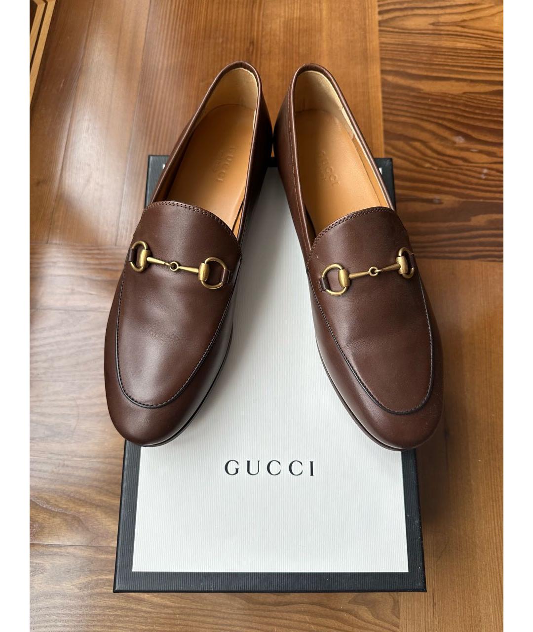 GUCCI Коричневые кожаные лоферы, фото 5