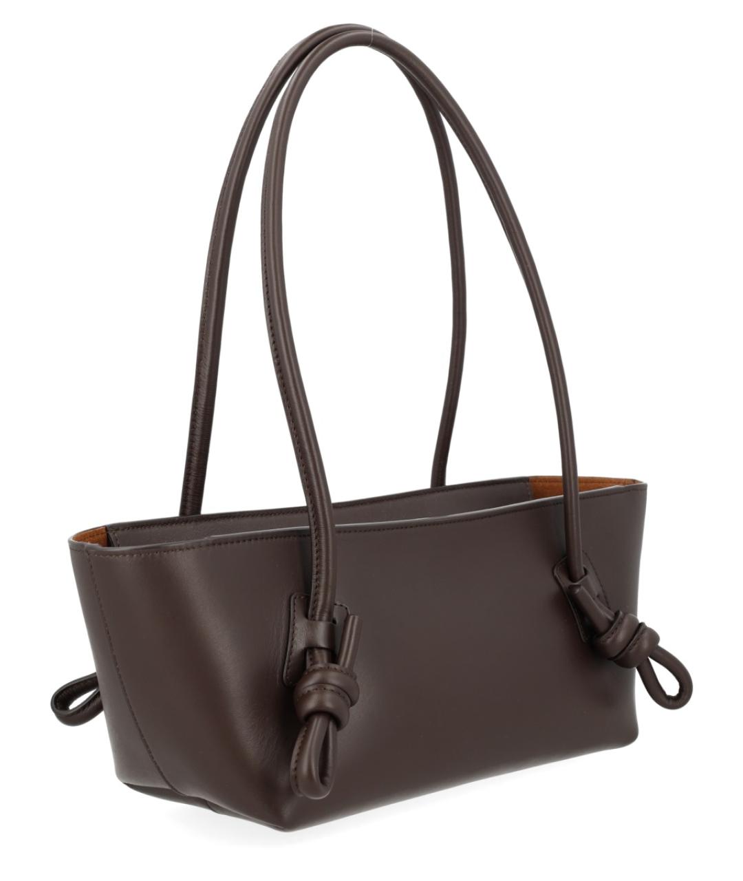 HEREU Коричневая кожаная сумка с короткими ручками, фото 2