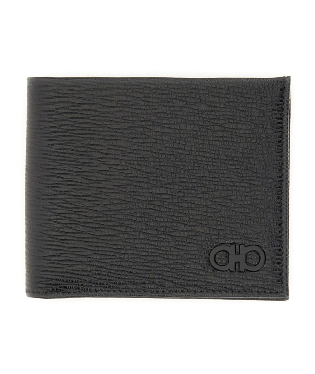 FERRAGAMO Черный кожаный кошелек, фото 1