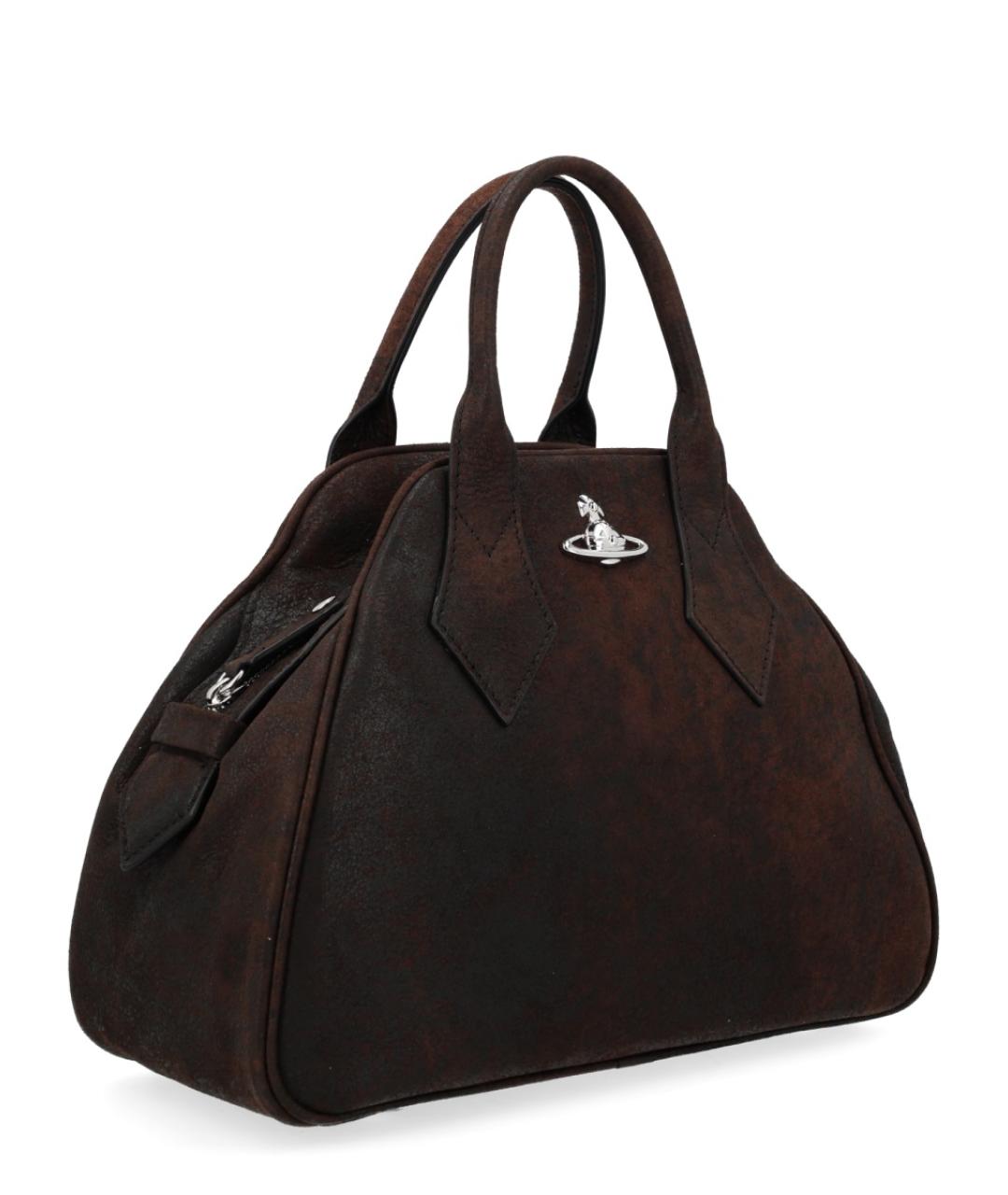 VIVIENNE WESTWOOD Коричневая кожаная сумка тоут, фото 2