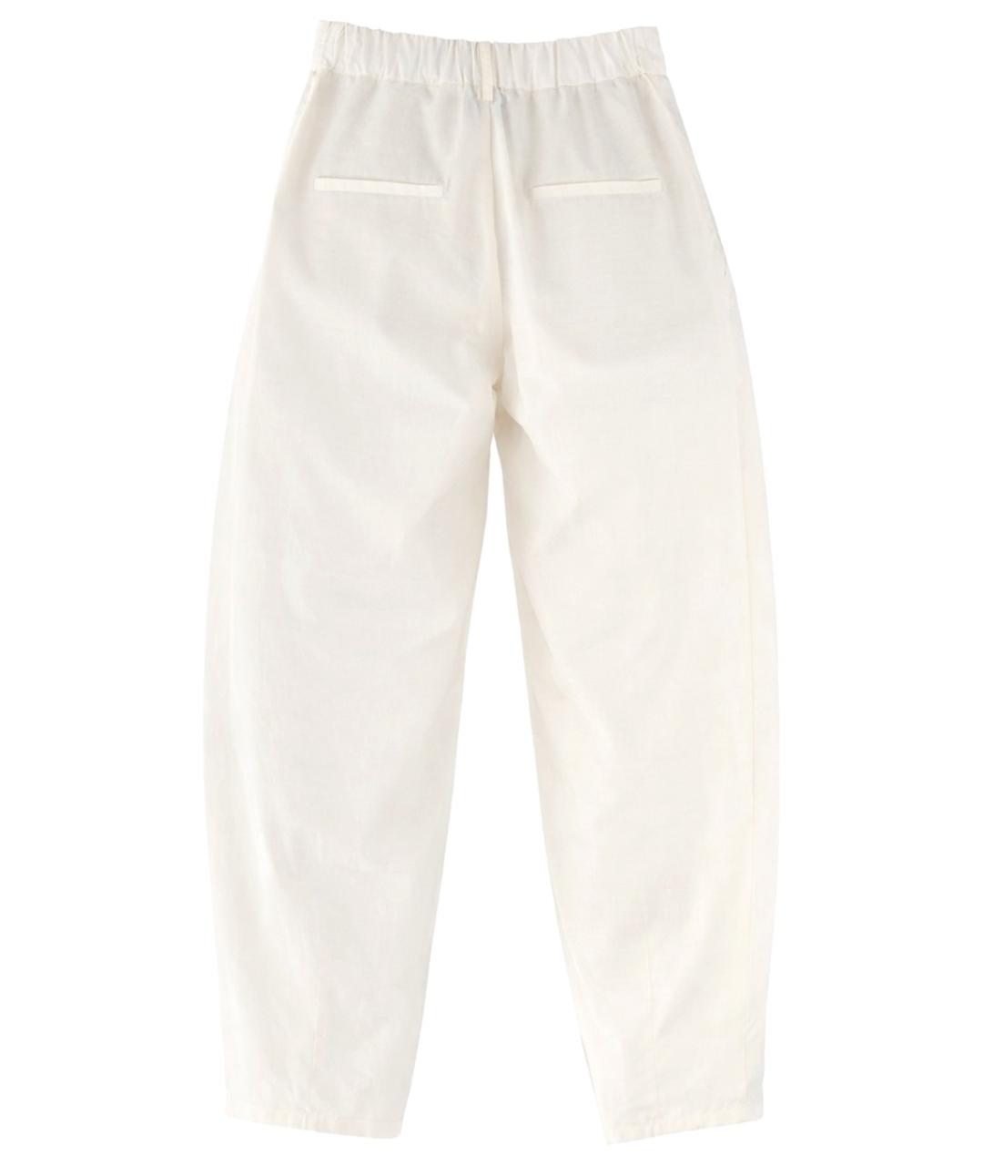 ALYSI Белые шелковые прямые брюки, фото 2