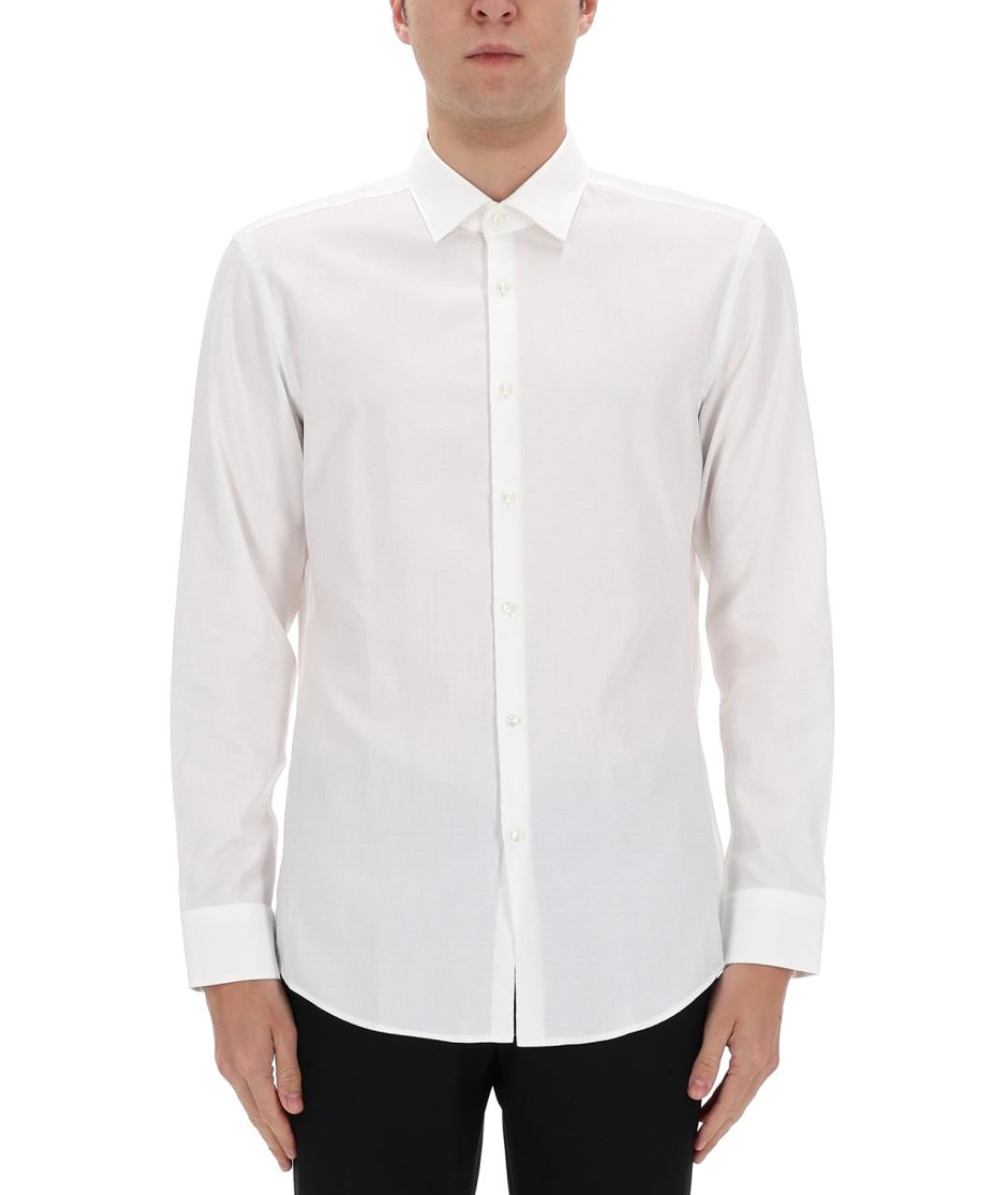 HUGO Белая хлопковая кэжуал рубашка, фото 3