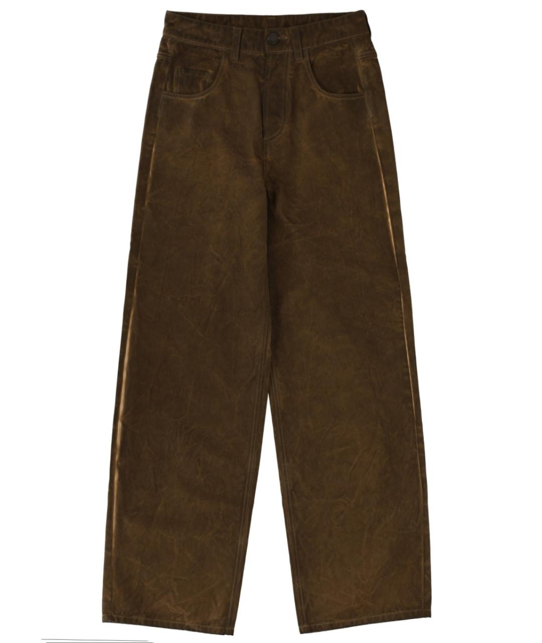 UMA WANG Бежевые хлопковые прямые брюки, фото 1