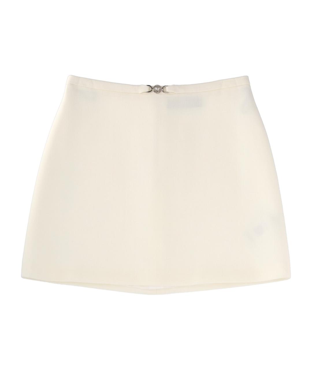 VERSACE Белая шерстяная юбка мини, фото 1