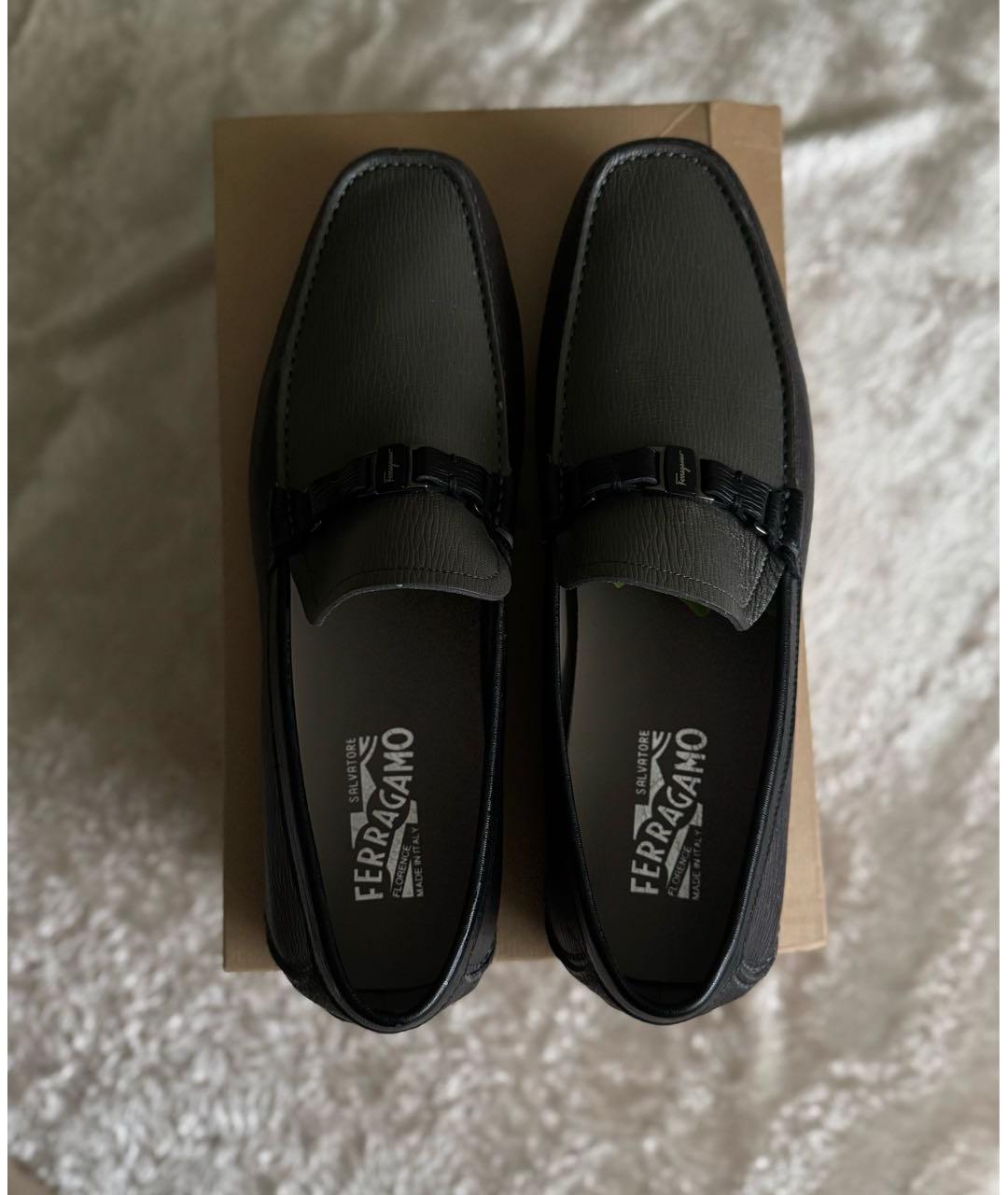 FERRAGAMO Черные кожаные мокасины, фото 2