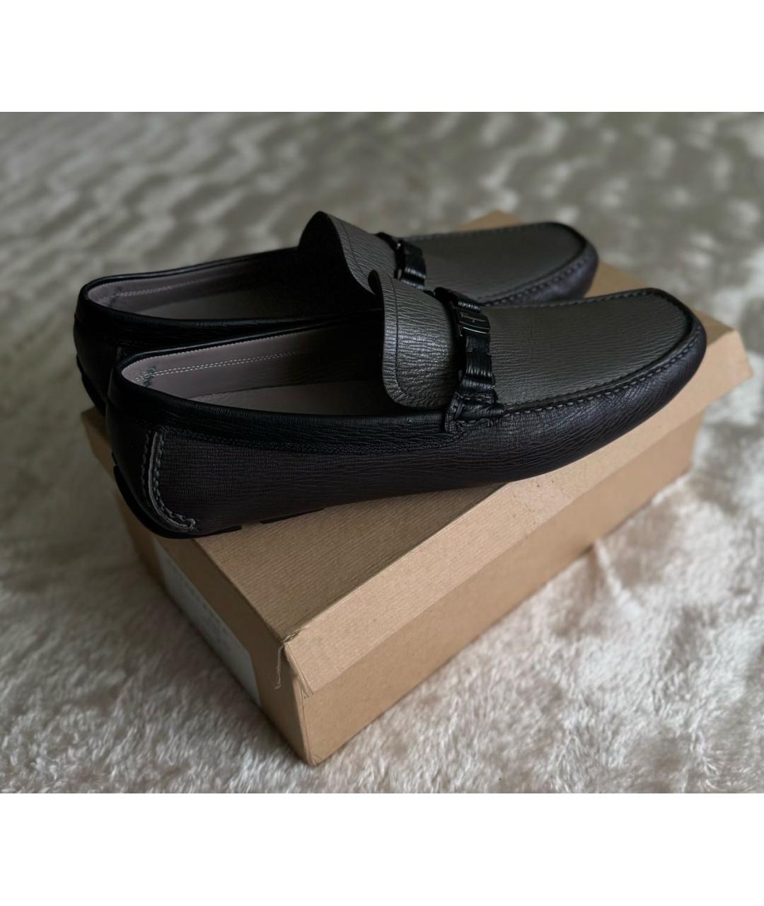 FERRAGAMO Черные кожаные мокасины, фото 8