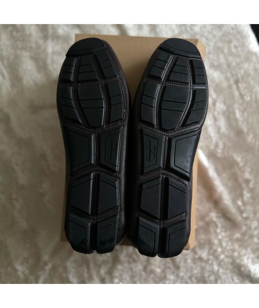 FERRAGAMO Черные кожаные мокасины, фото 7