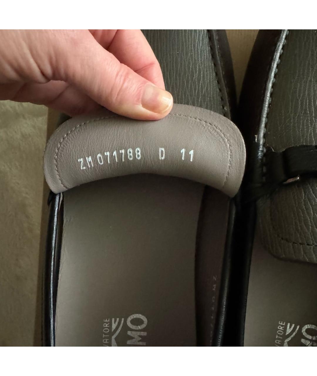 FERRAGAMO Черные кожаные мокасины, фото 5