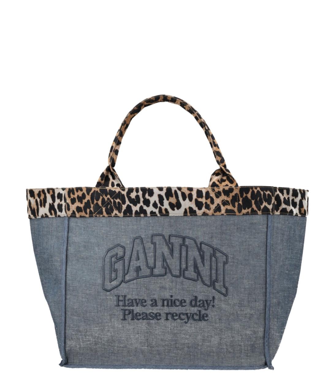 GANNI Синяя хлопковая сумка тоут, фото 1