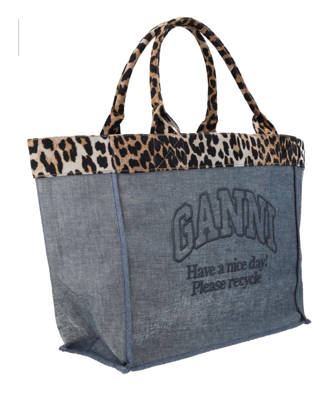 GANNI Синяя хлопковая сумка тоут, фото 2