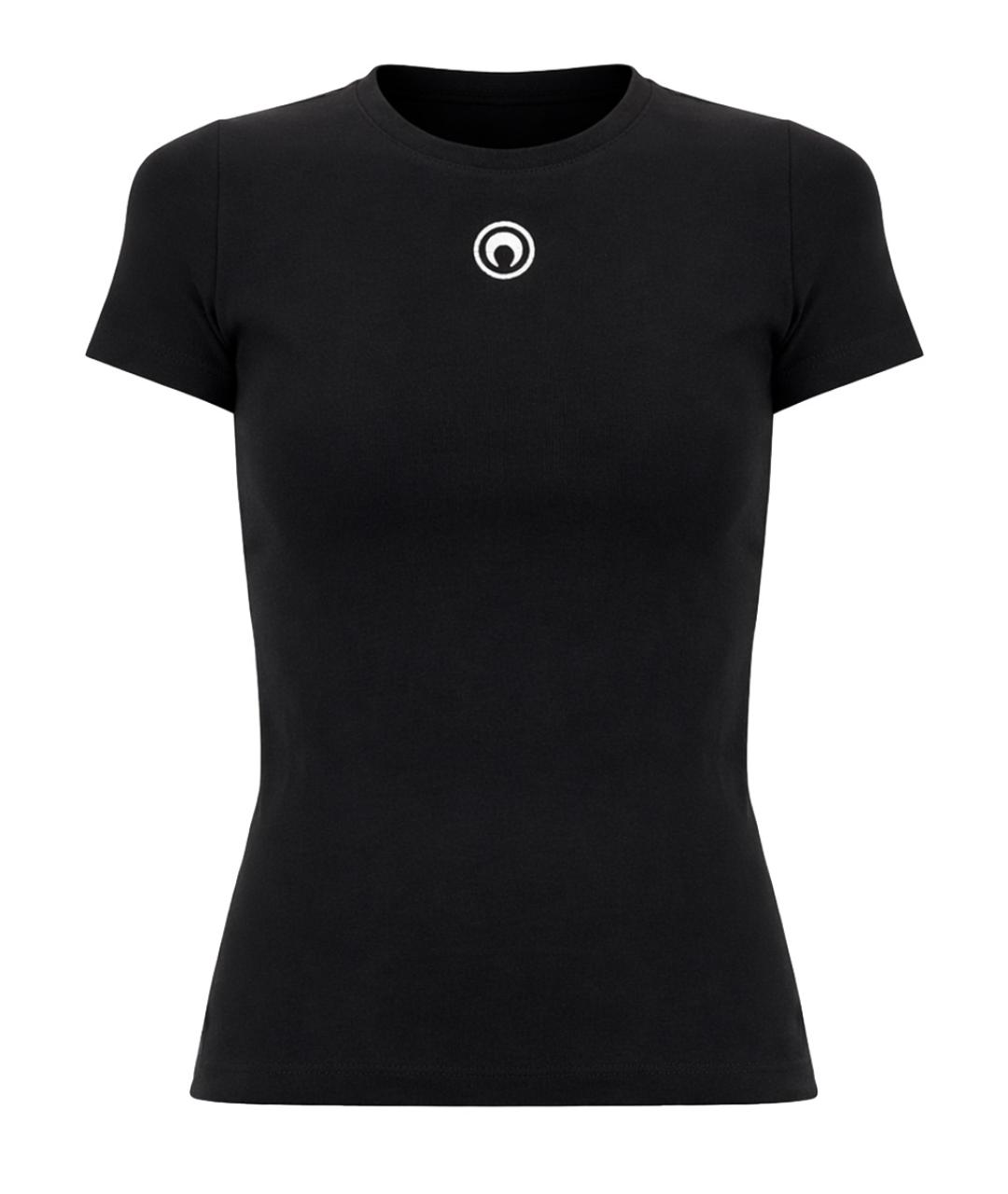 MARINE SERRE Черная хлопковая футболка, фото 1