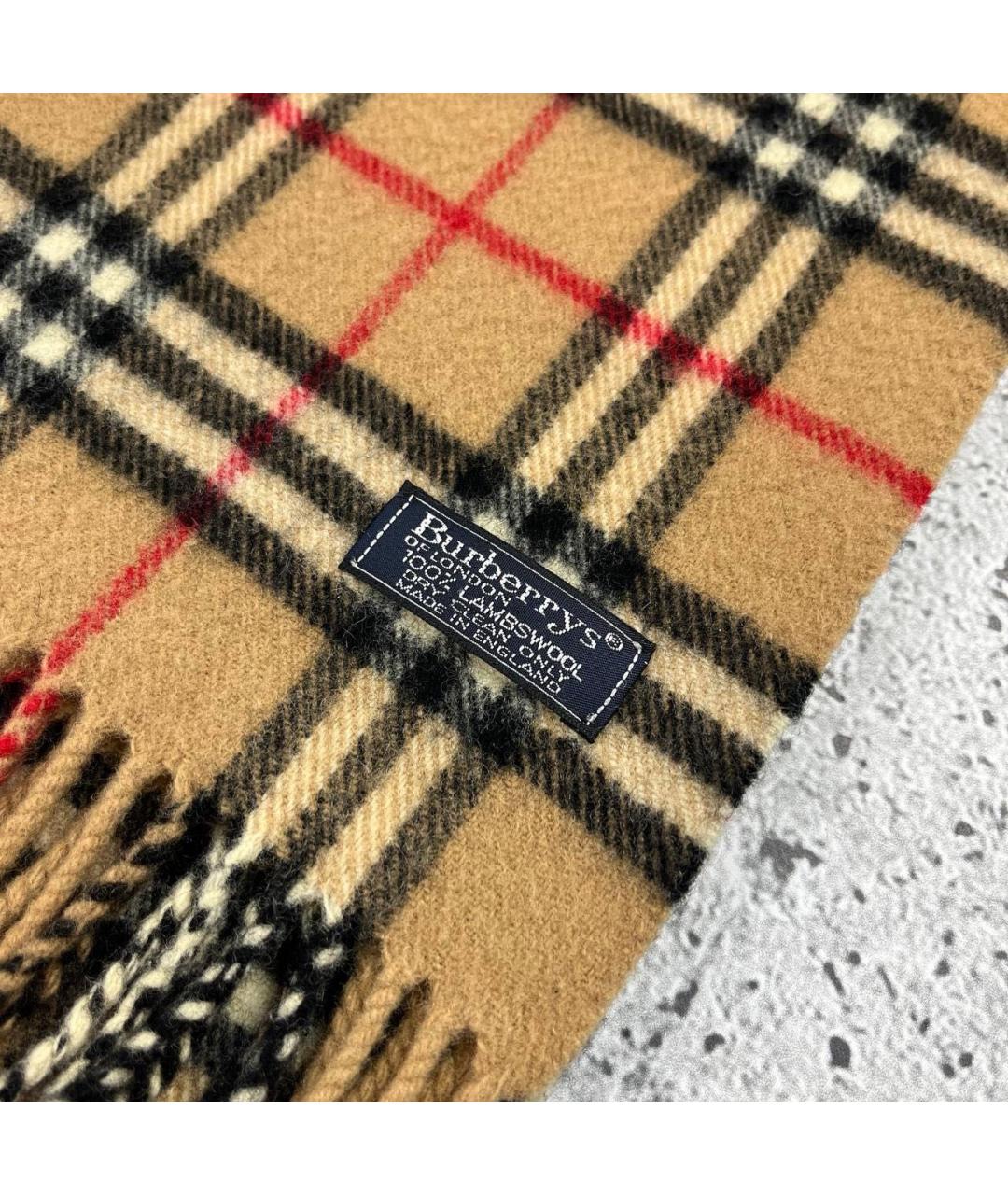 BURBERRY Бежевый шерстяной шарф, фото 3